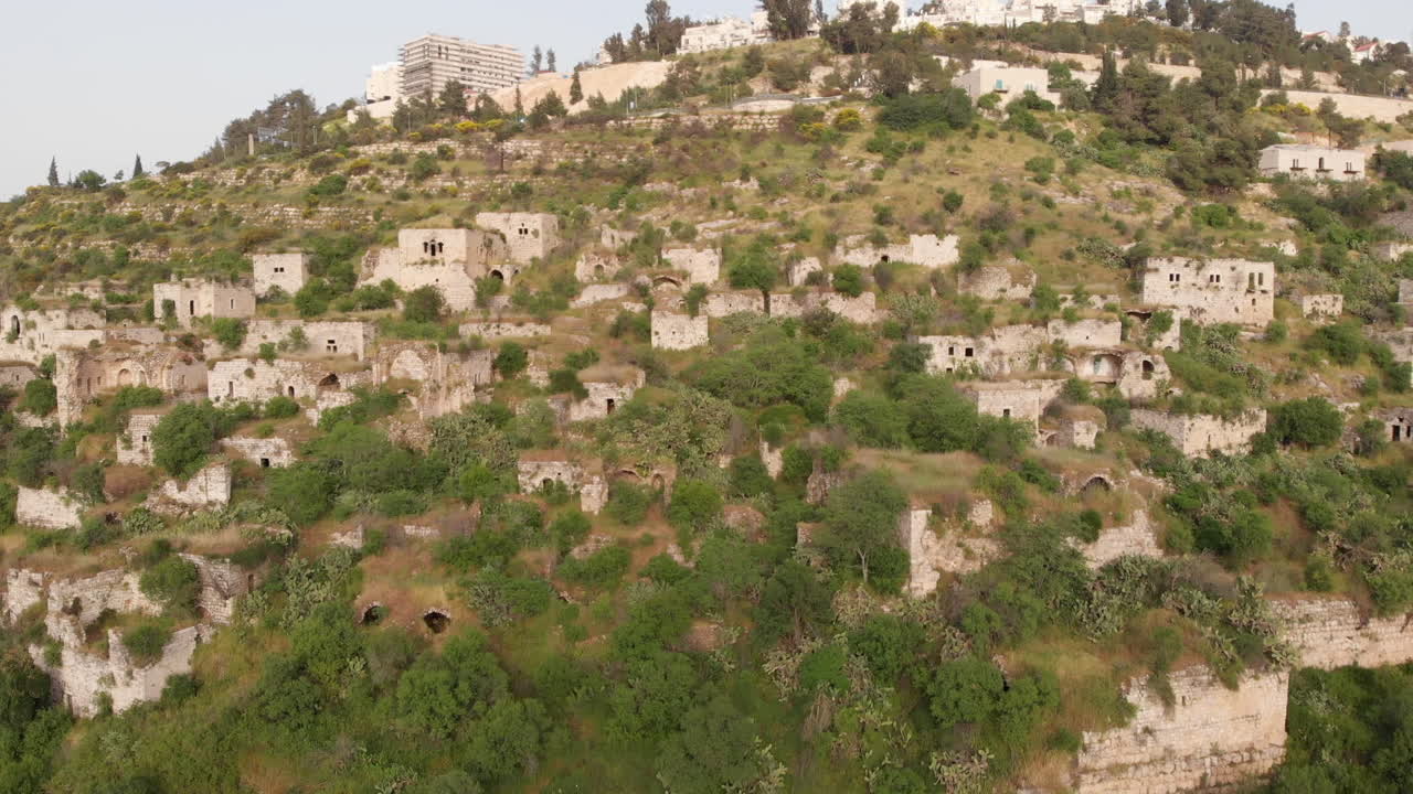 Flying over abandoned Palestinian Lifta Village