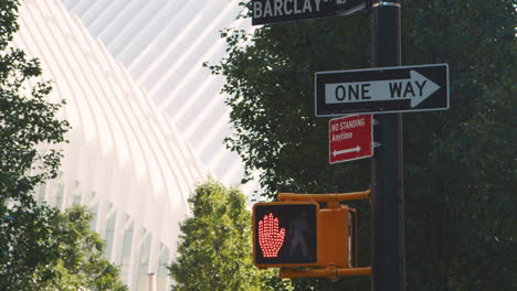 cierre de las luces de cruce de peatones en la intersección en nueva york