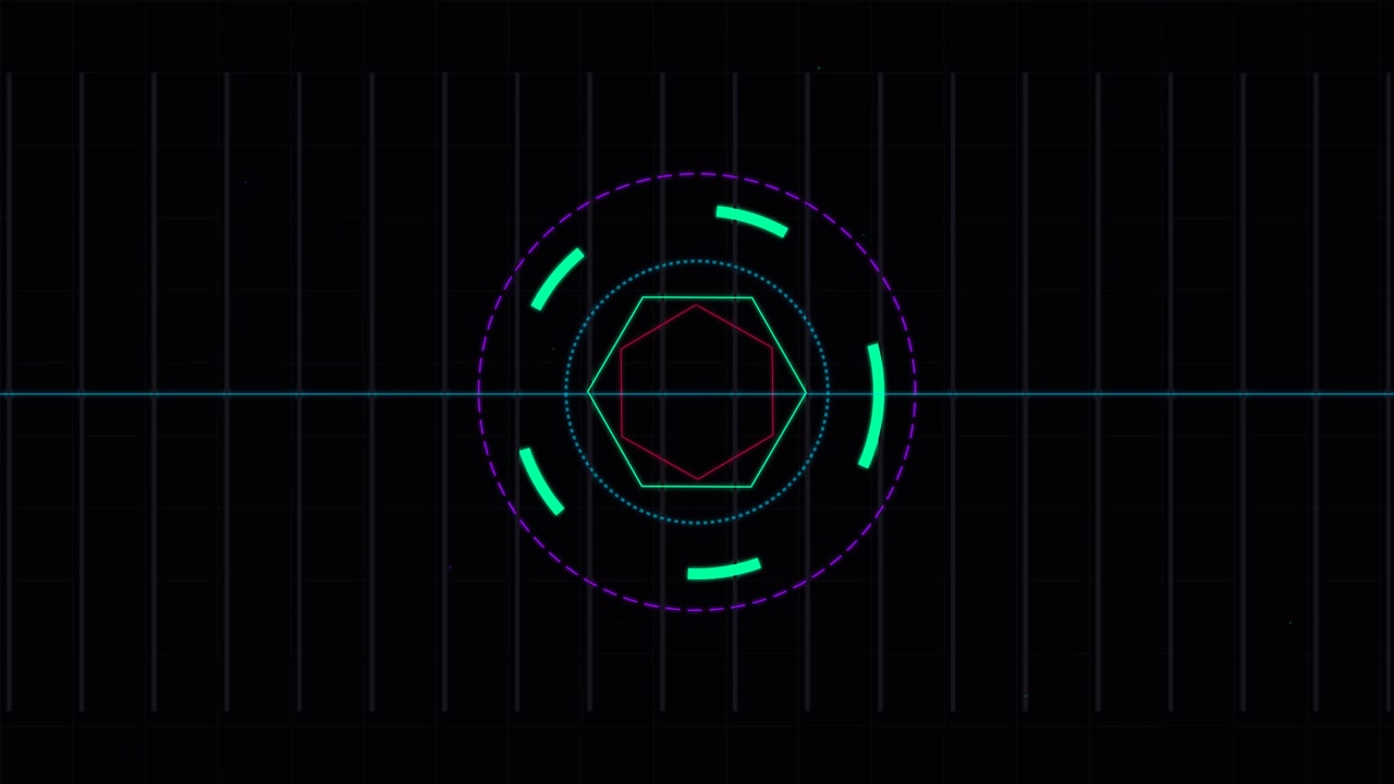 Digitaalinen HUD-käyttöliittymä Pyörivillä Geometrisillä Muodoilla