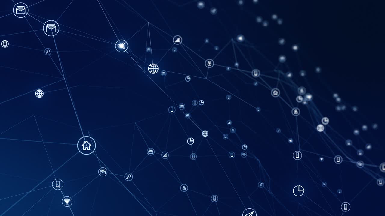 gráfico de movimiento de la tecnología azul icono conexión de red concepto de fondo abstracto video de bucle sin costuras