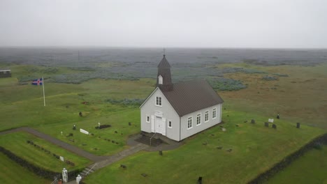 strandarkirkj, the church of iceland with drone video pulling out