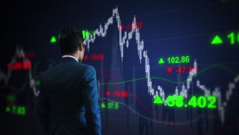 hombres de negocios con análisis de valores.