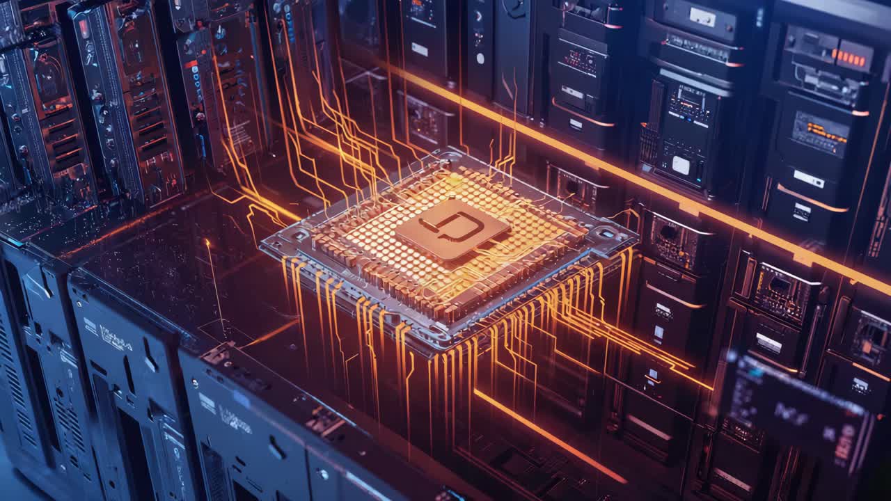 Close-up of a CPU in a computer system
