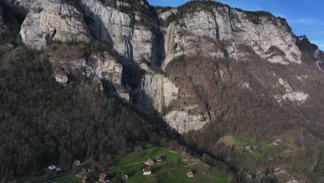 seerenbach falls tumbling down to walensee, aerial view