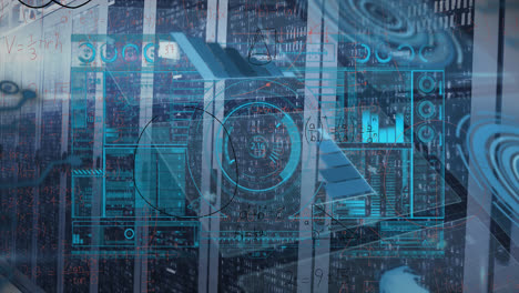 animación de escaneos y procesamiento de datos a través de servidores informáticos