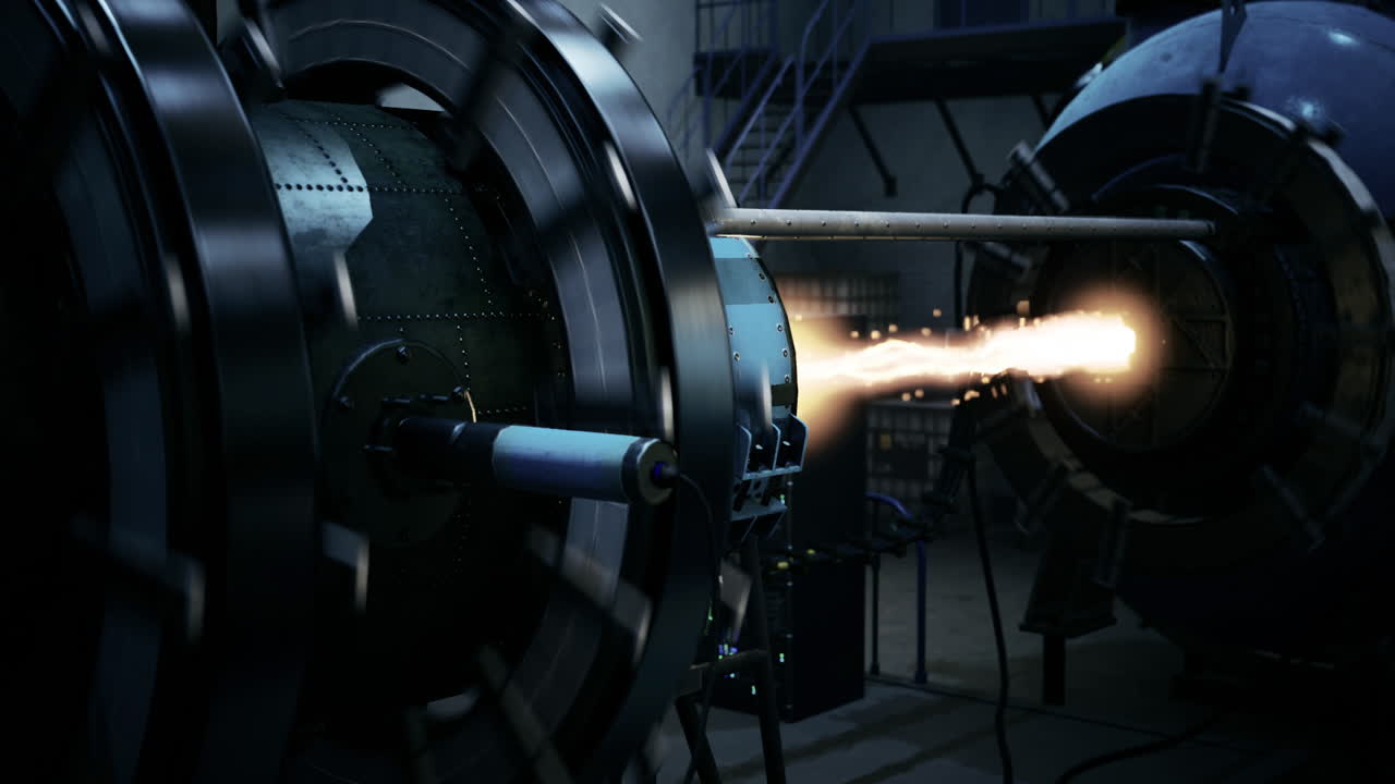 Futuristic propulsion system igniting energy in a high tech laboratory