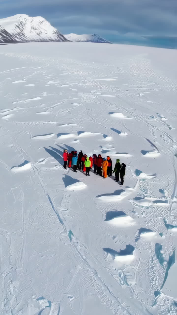 Group of people on arctic ice