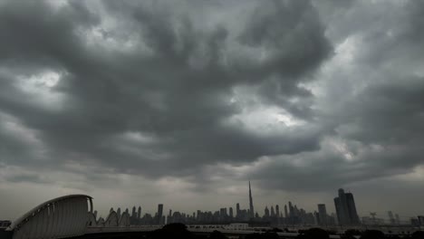 time-lapse of an overcast sky over dubai’s majestic skyline—nature meets modernity