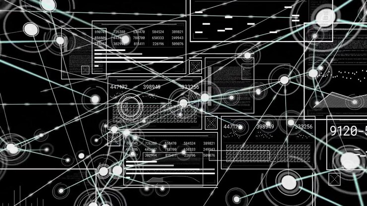 Central hub initiating peripheral nodes emerging and expanding to visualize digital network growth