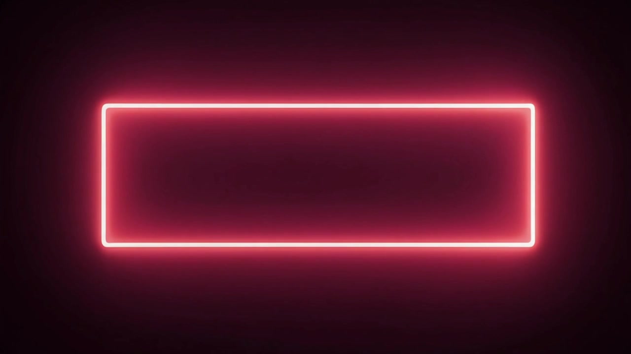 Cadre rectangulaire néon rouge lumineux sur fond noir
