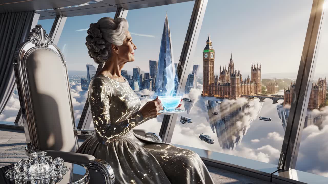 Futuristic London Tea Time: A Vision of Tomorrow