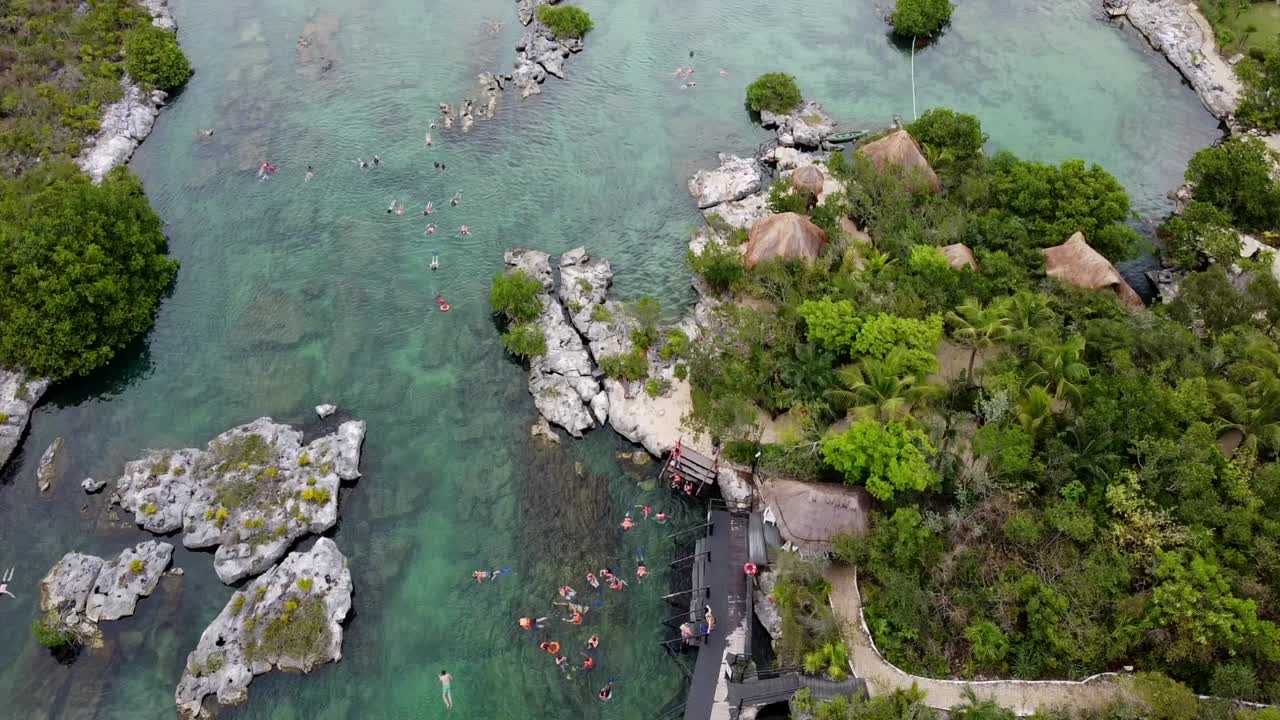A beautiful view of Yal ku cenote at the beautiful caribbean akumal beach of Mexico
