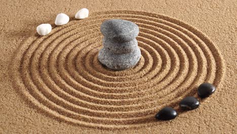 japanse zen tuin met stenen in gestructureerd zand