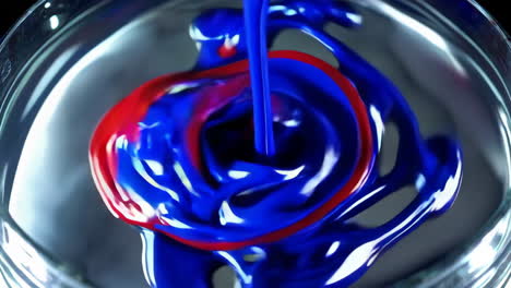 mixing red and blue paints