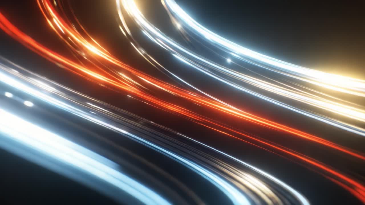 Flusso dinamico di luce: onde accattivanti di correnti rosse, blu e bianche che creano una straordinaria esperienza visiva in movimento