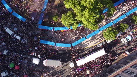 Overhead-Shot-Of-Beautiful-LGBT-Pride-Parade,-Plaza-De-Mayo,-Buenos-Aires