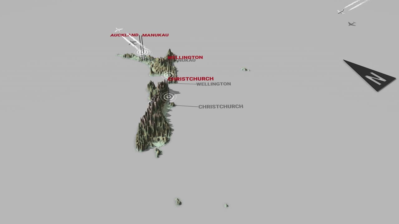 Mappa del terreno 3D Nuova Zelanda