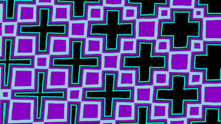 Neon pulsating multi-colored crosses. VJ Loop
