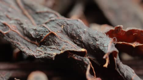 black large-leaf tea super macro close up.