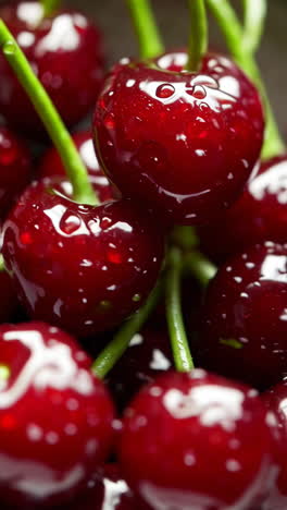 fresh red cherries with water droplets