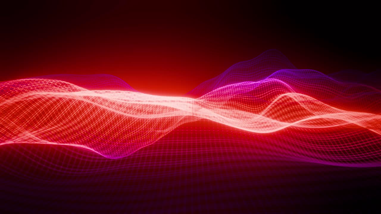 Abstract Digital Wave Grid Flowing with Glowing Neon Colors