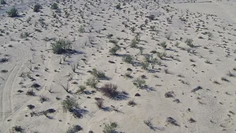 down view of a drone flying over the desert