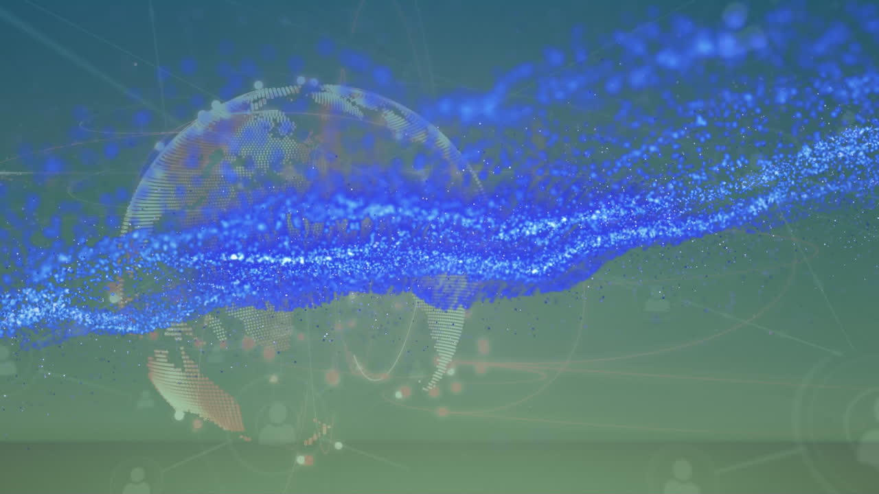 파란색 배경 위에 지구를 가진 연결 네트워크의 애니메이션