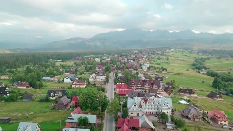 aerial view of a mountain village in the tatra mountains