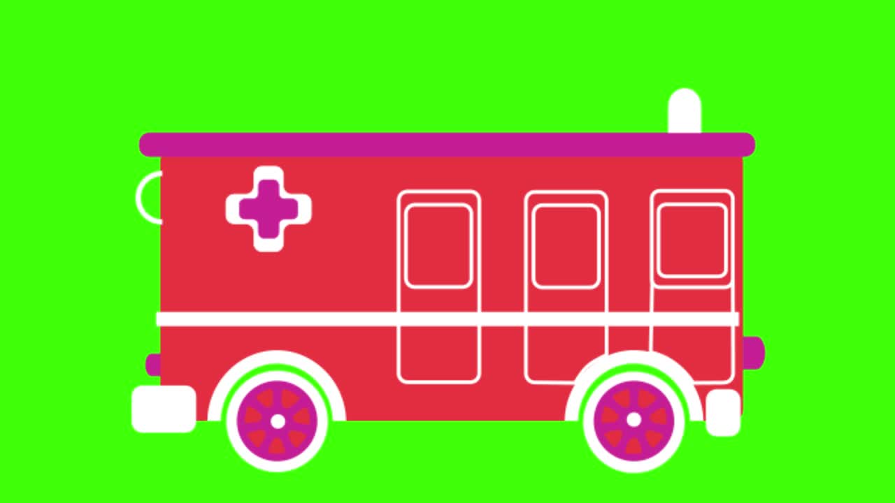 녹색 화면 배경에 구급차