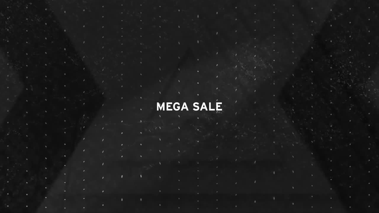 이동하는 검은 배경 위에 메가 판매 텍스트의 애니메이션
