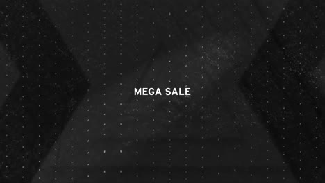 Animation-Von-Mega-Sale-Text-Auf-Bewegtem-Schwarzem-Hintergrund