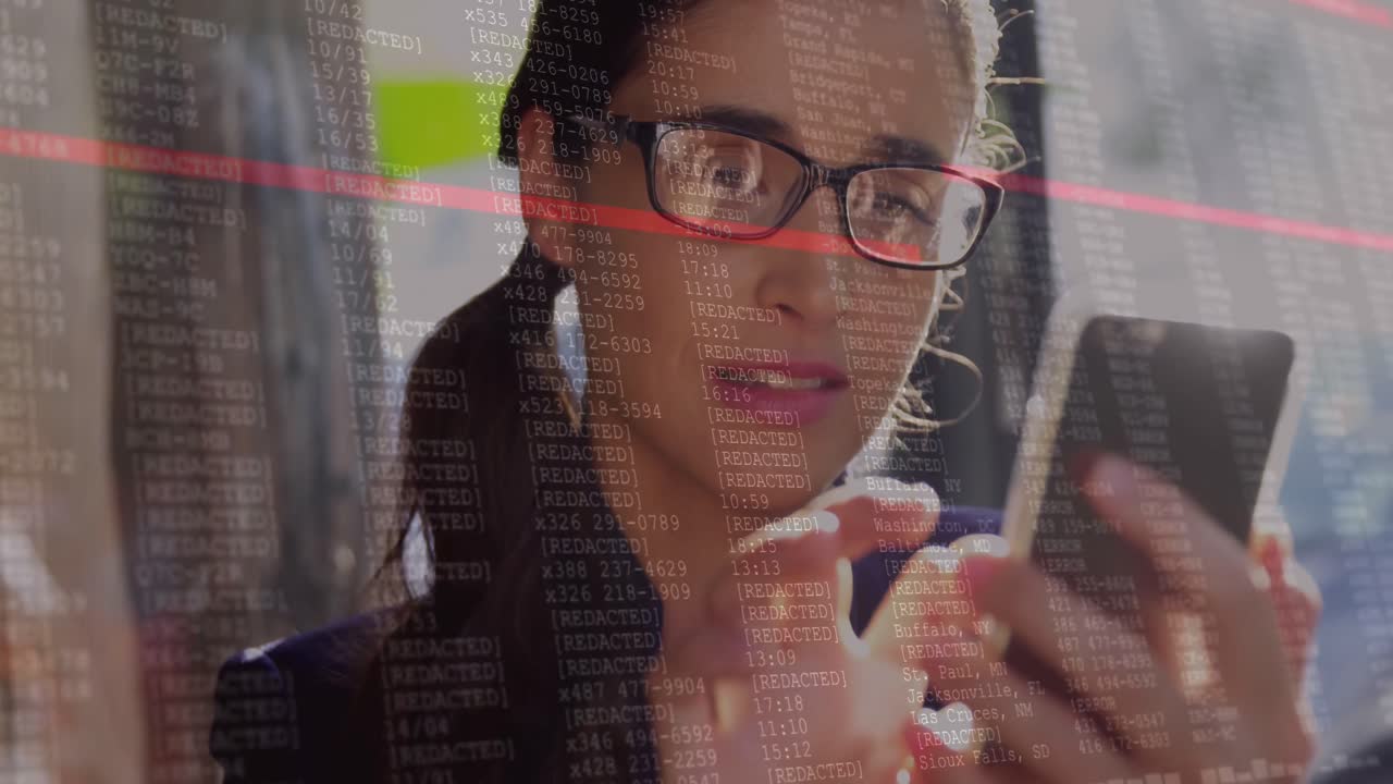 animación de la interfaz digital sobre mujeres biraciales que usan teléfonos inteligentes