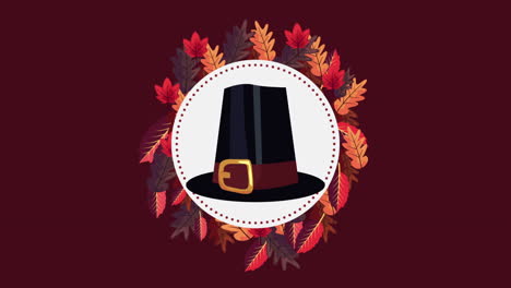 happy thanksgiving animation with pilgrim hat