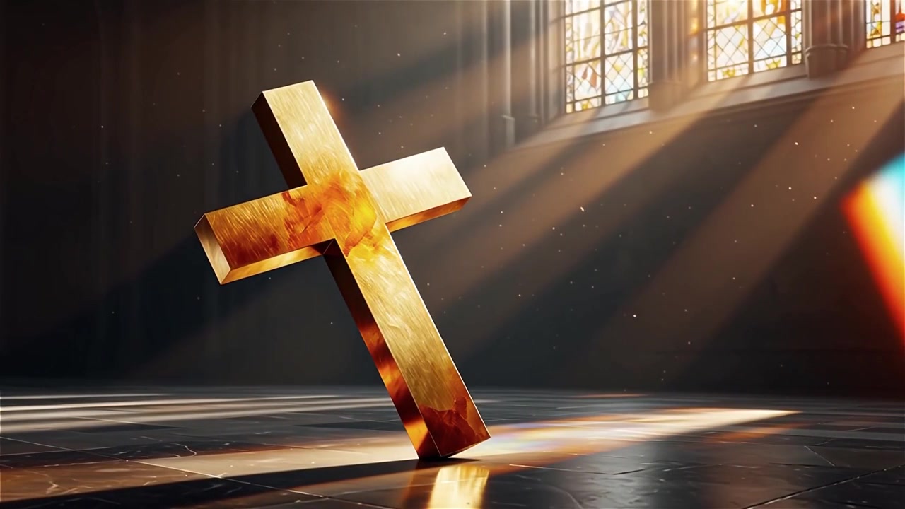 Christelijk Kruis Hemels Licht Aanbiddingsachtergrond.