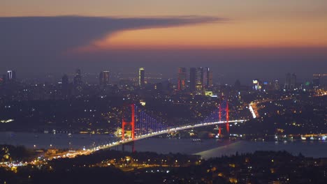 Ciudad-De-Estambul-Por-La-Noche,-Timelapse.