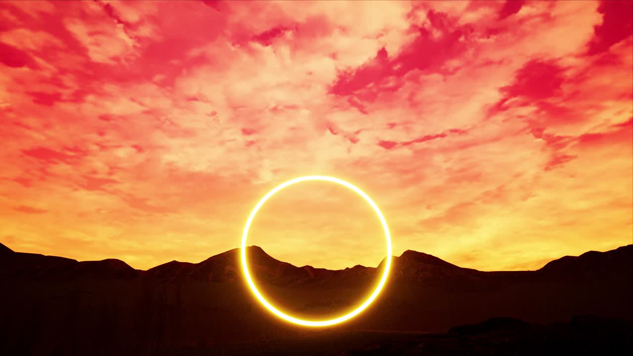 해가 지는 땅에 노란색 원빛