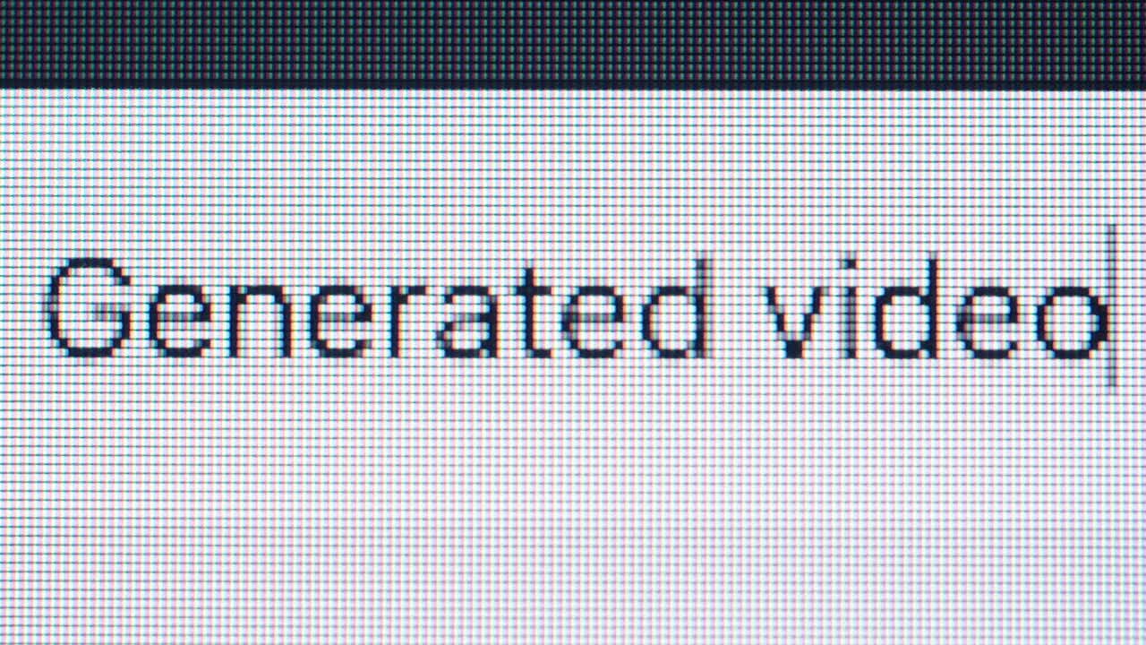 A generated video being typed on a computer screen
