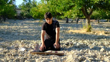 faitful muslim young in agriculture