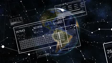 Animation-Der-Datenverarbeitung-Mit-Verbindungen-über-Den-Globus