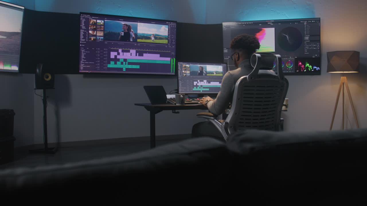 editor de video en el trabajo