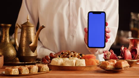 mid-eastern feast with mobile display