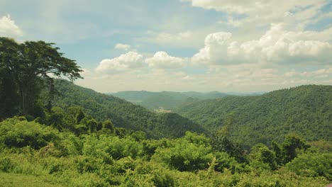 timelapse overlooking a scenic view of forests and trees in khao yai national park, thailand