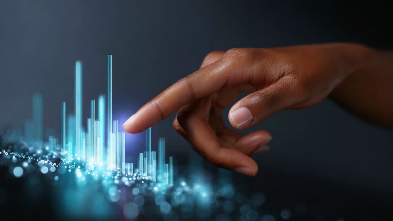 A Dynamic Interaction Between Human Touch and Digital Sound Visualization, Showcasing the Fascinating Blend of Technology and Creativity Through Visual Art and Audio Representation