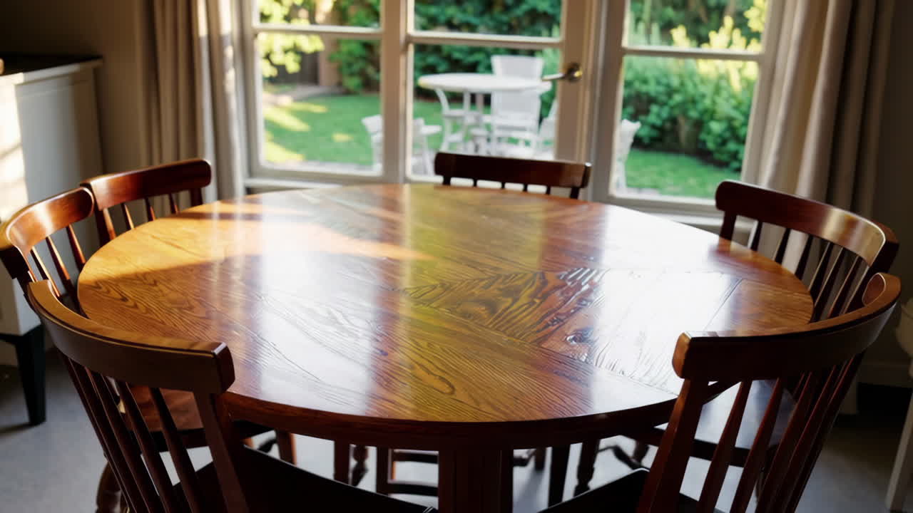 Wooden Dining Table with Garden View