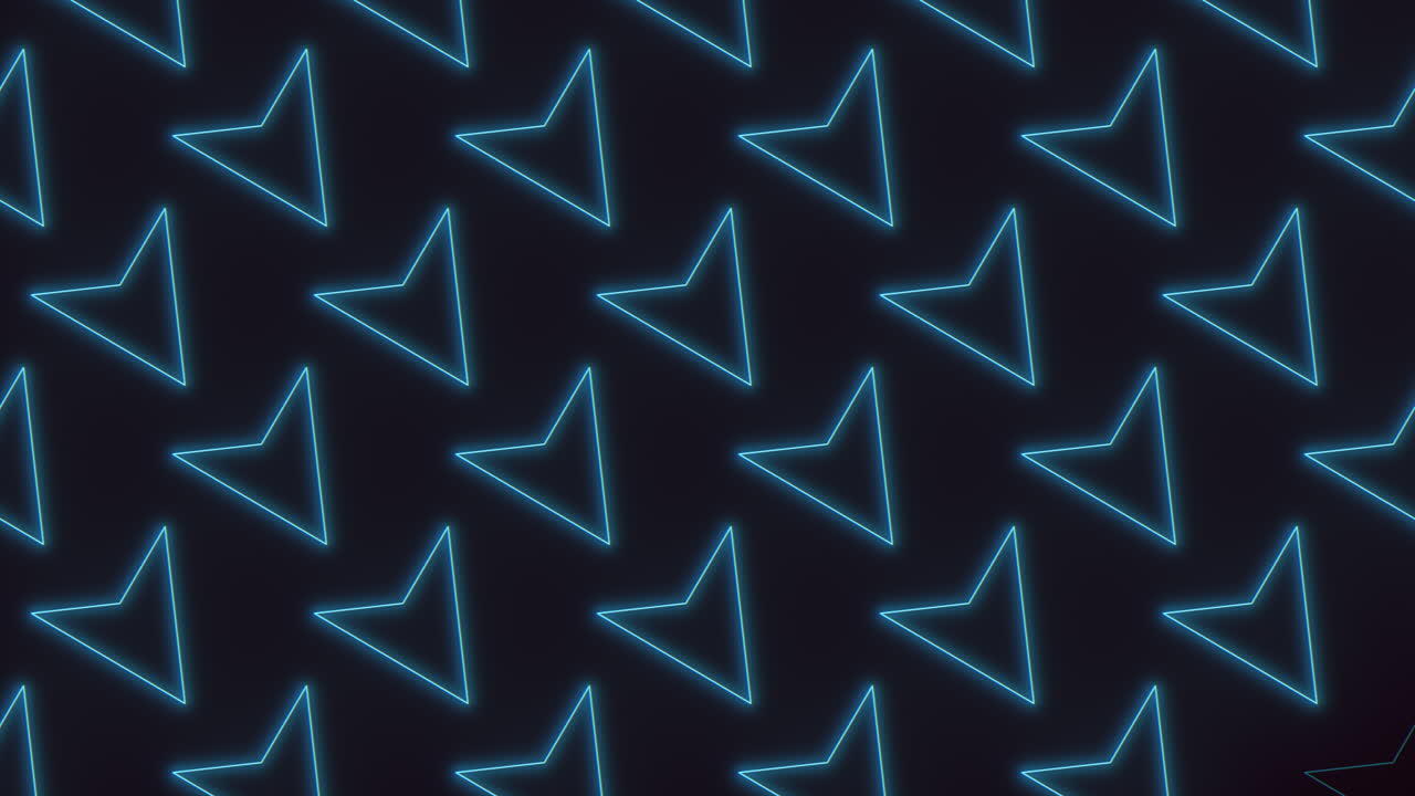 Glowing neon arrow pattern background, futuristic blue geometric tech wallpaper