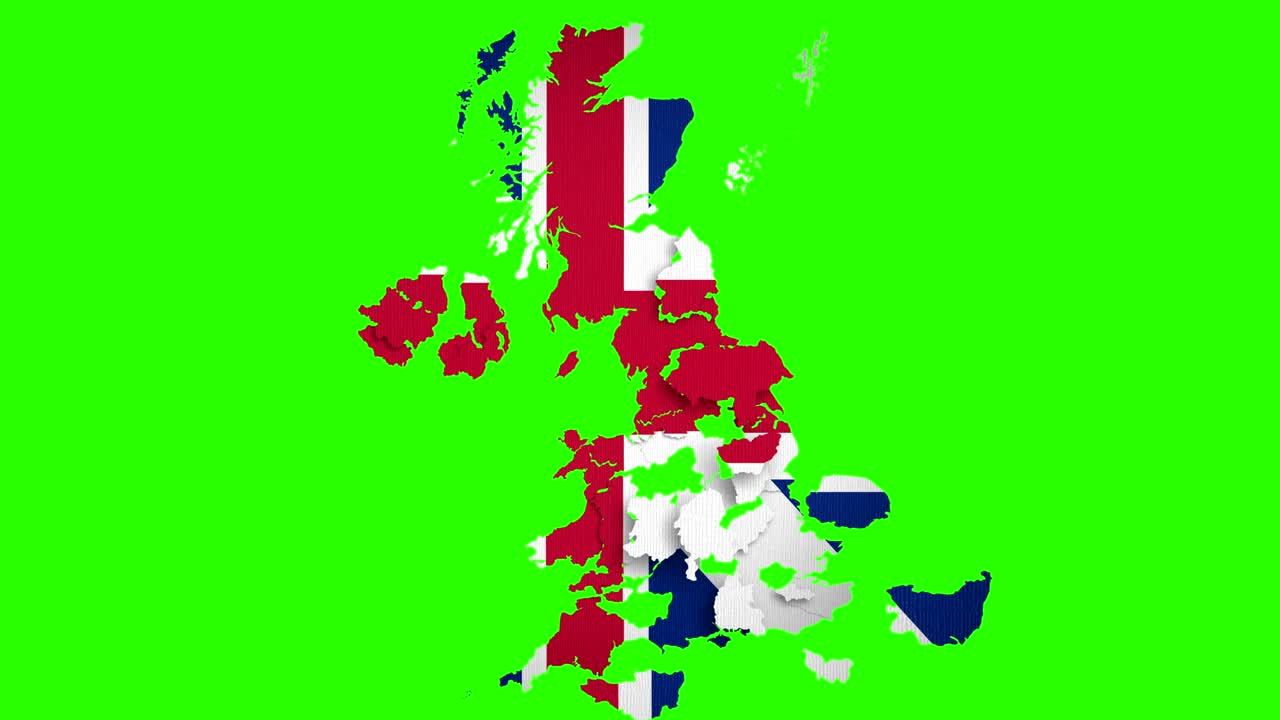 브렉시트 (brexit) - 영국, 영국 국기, 영국 지도의 퍼즐 조각이 크로마 키 (chroma key) 에 떨어지는 녹색 스크린 배경, 영국 출구 개념에 투표