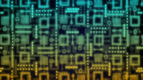 Animation of shapes moving over network of connections
