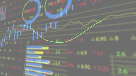 Animation-Der-Datenverarbeitung,-Diagramme-Und-Börse-Auf-Schwarzem-Hintergrund