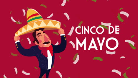 cinco de mayo lettering celebration with maricahi character