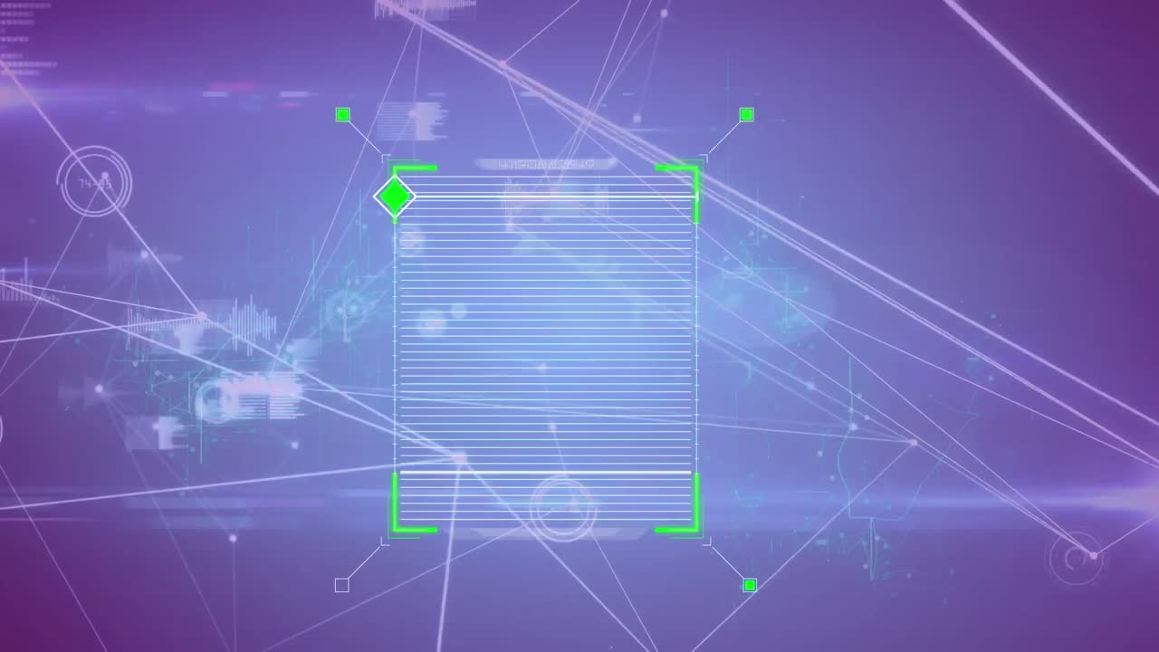 animación del alcance sobre la red móvil de conexiones y procesamiento de datos, en púrpura